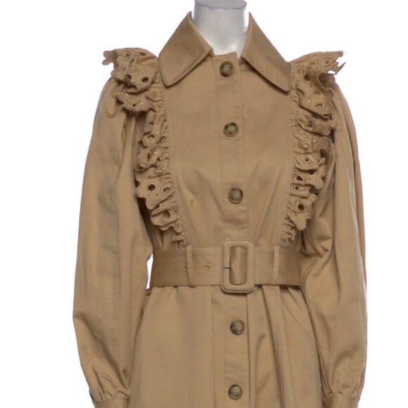 Anthropologie Magali Pascal Tilia Ruffle Eyelet Trench Coat Small - Picture 6 of 10